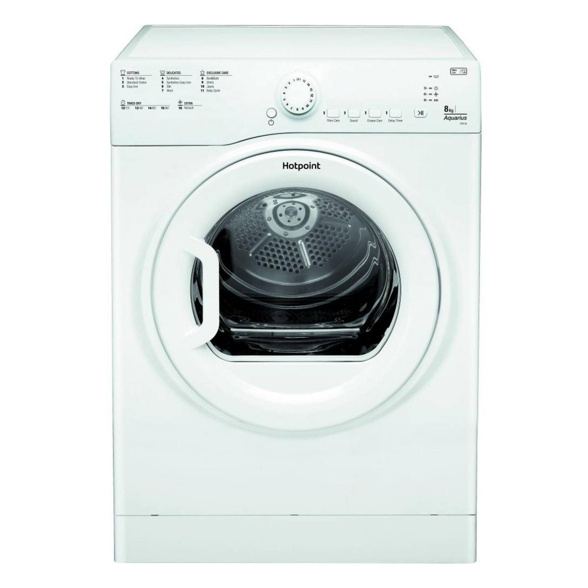 Hotpoint TVFS83CGP.9UK 8kg Sensor Vented Tumble Dryer in White 2 Drying ...