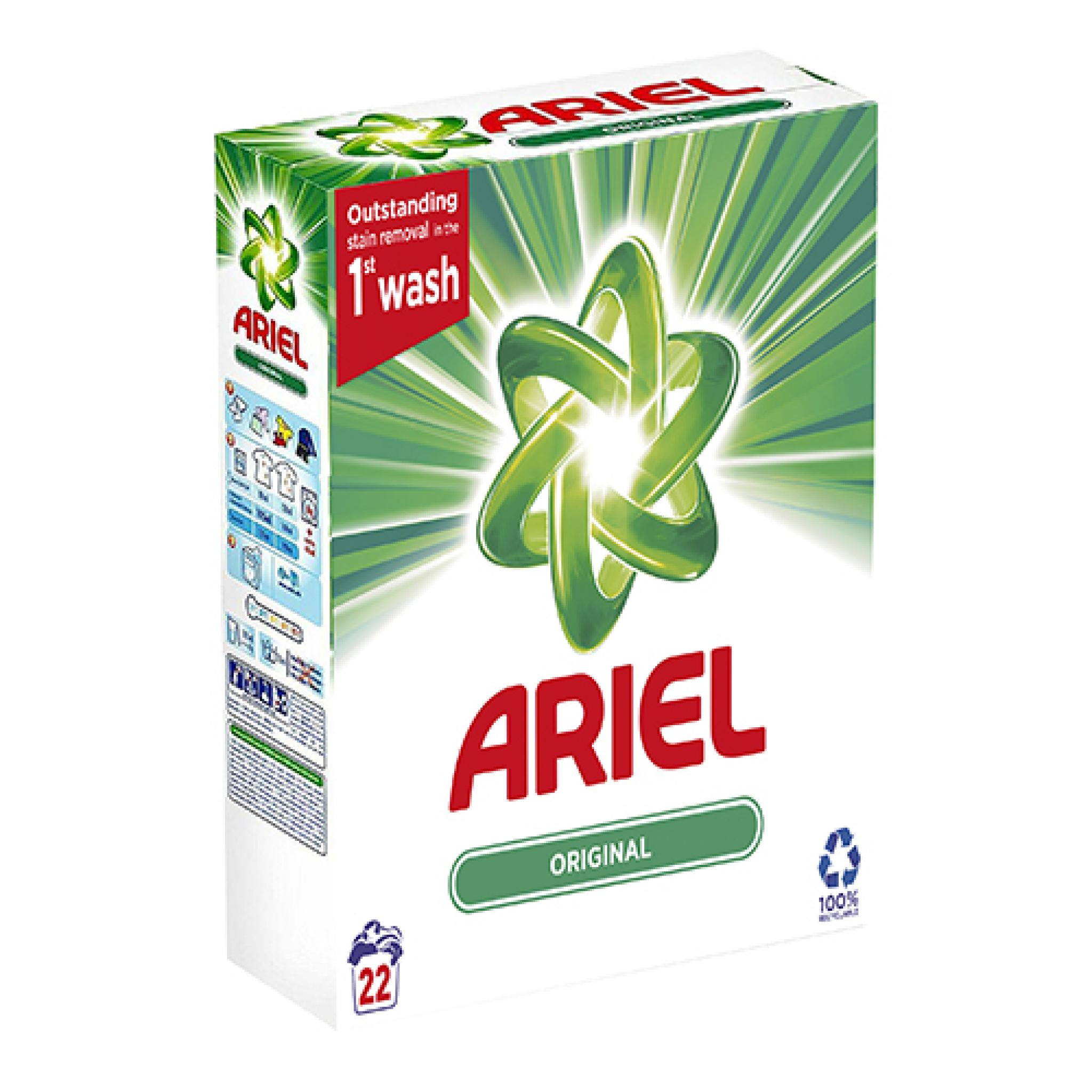 Ariel Original Biological Washing Laundry Detergent Cleaning Powder ...